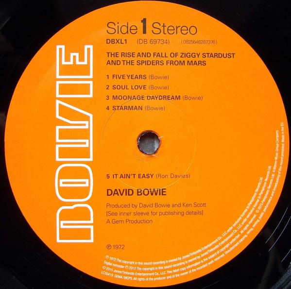 Label Disc: David Bowie – The Rise and Fall Of Ziggy Stardust And The Spiders From Mars (180 Gram LP Vinyl) Vinyl LP | Relix