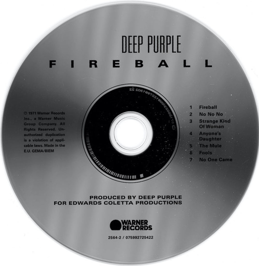 Label Disc: Deep Purple – Fireball CD | Relix
