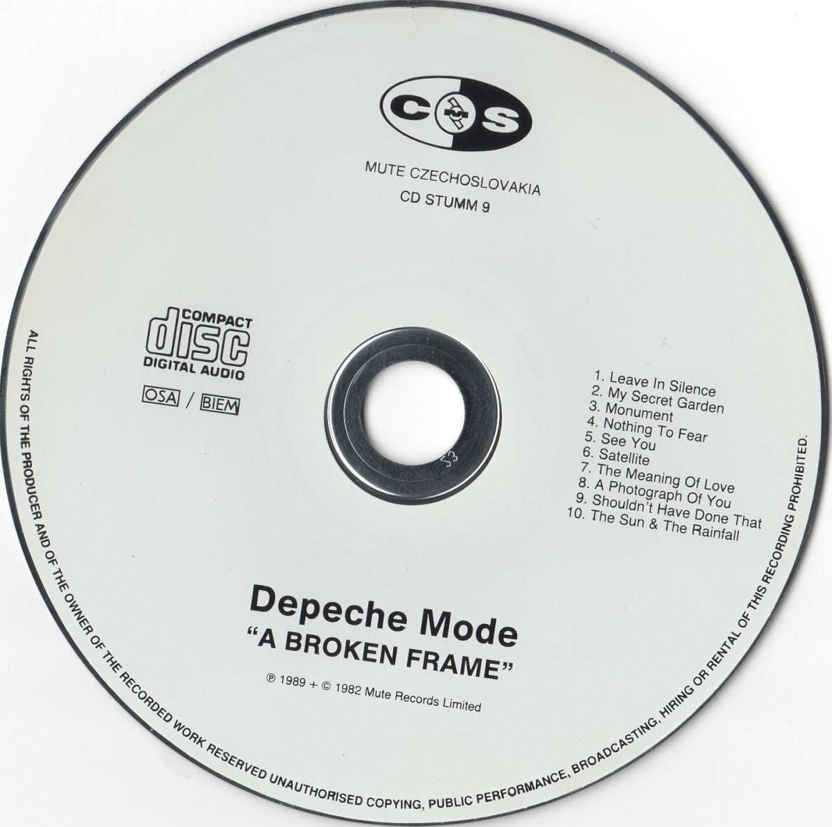 Label Disc: Depeche Mode – Broken Frame CD | Relix