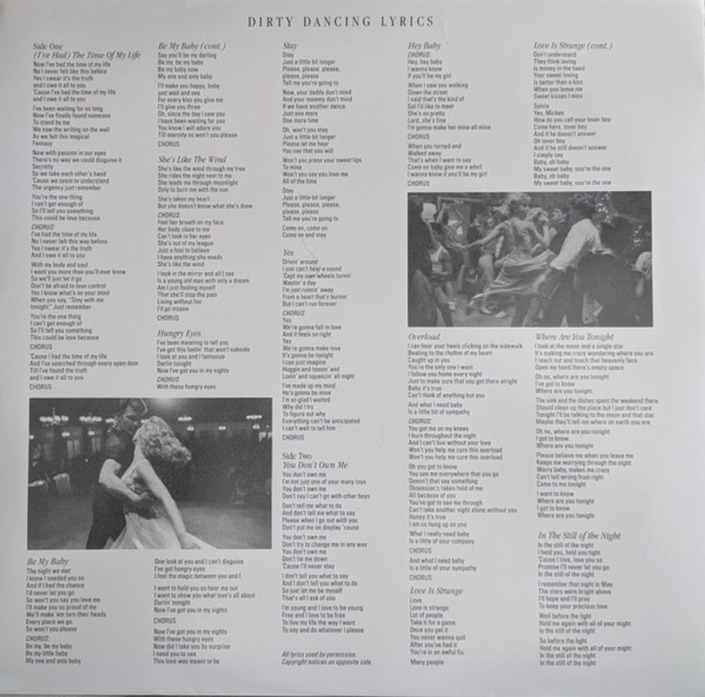 Label Disc: Dirty Dancing [Movie] – Dirty Dancing (Original Motion Picture Soundtrack LP Vinyl) Vinyl LP | Relix