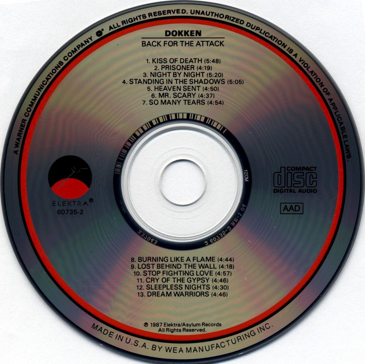 Label Disc: Dokken – Back for the Attack CD | Relix