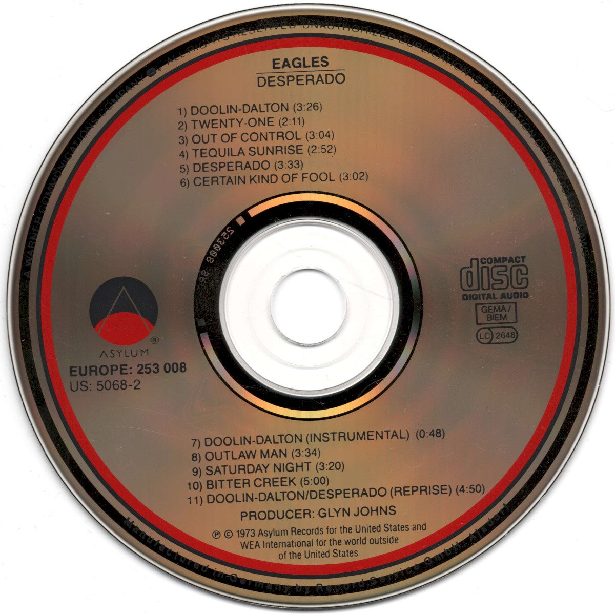 Label Disc: Eagles – Desperado CD | Relix