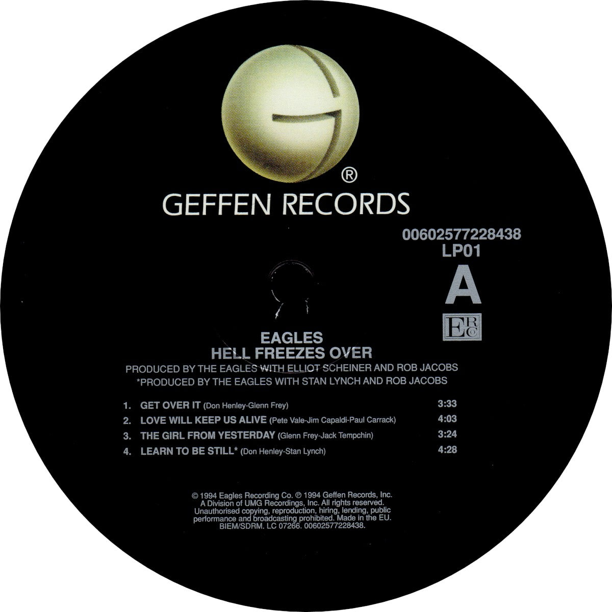 Label Disc: Eagles – Hell Freezes Over: Remastered Vinyl LP | Relix