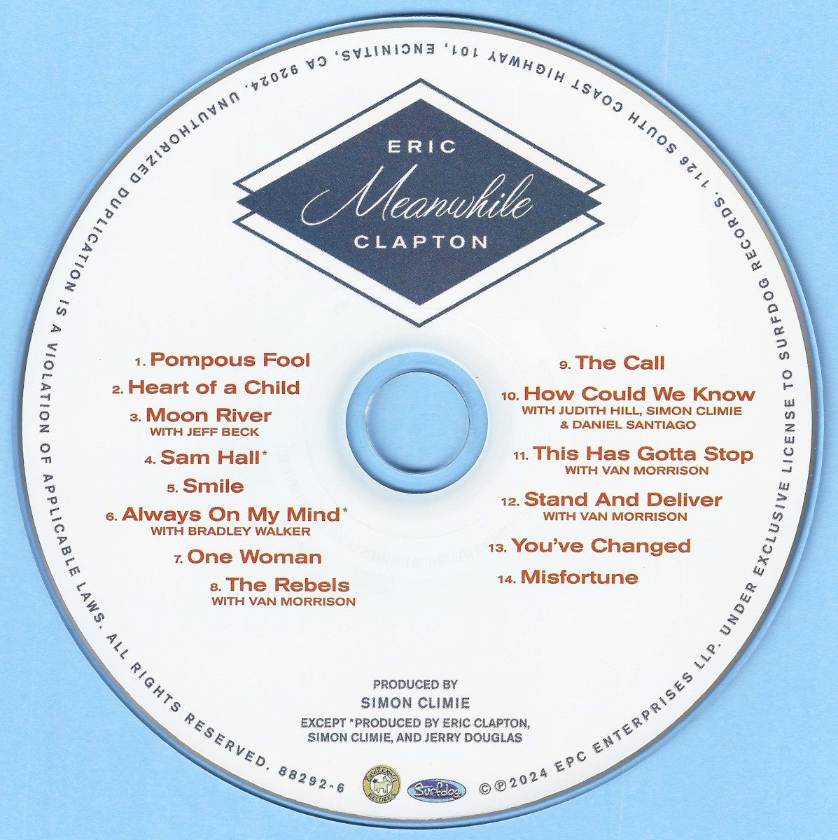 Label Disc: Eric Clapton – Meanwhile (Compact disc CD) CD | Relix