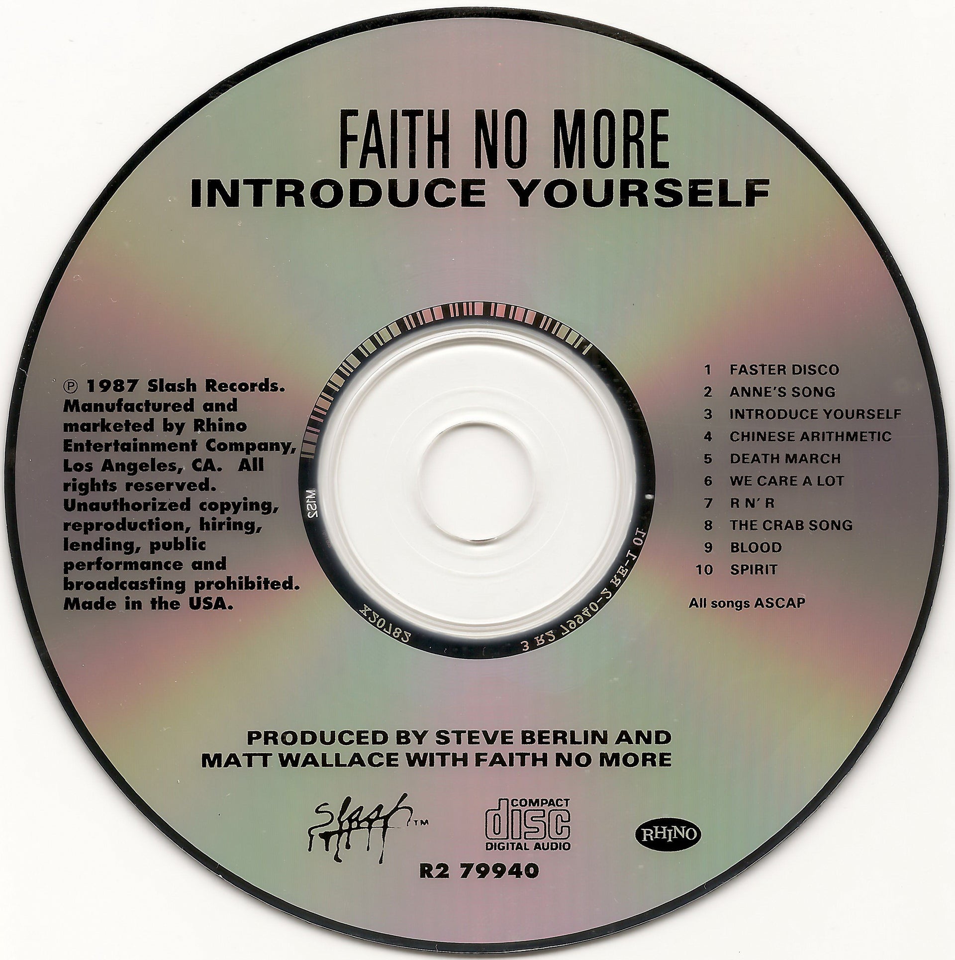 Label Disc: Faith No More – Introduce Yourself CD | Relix