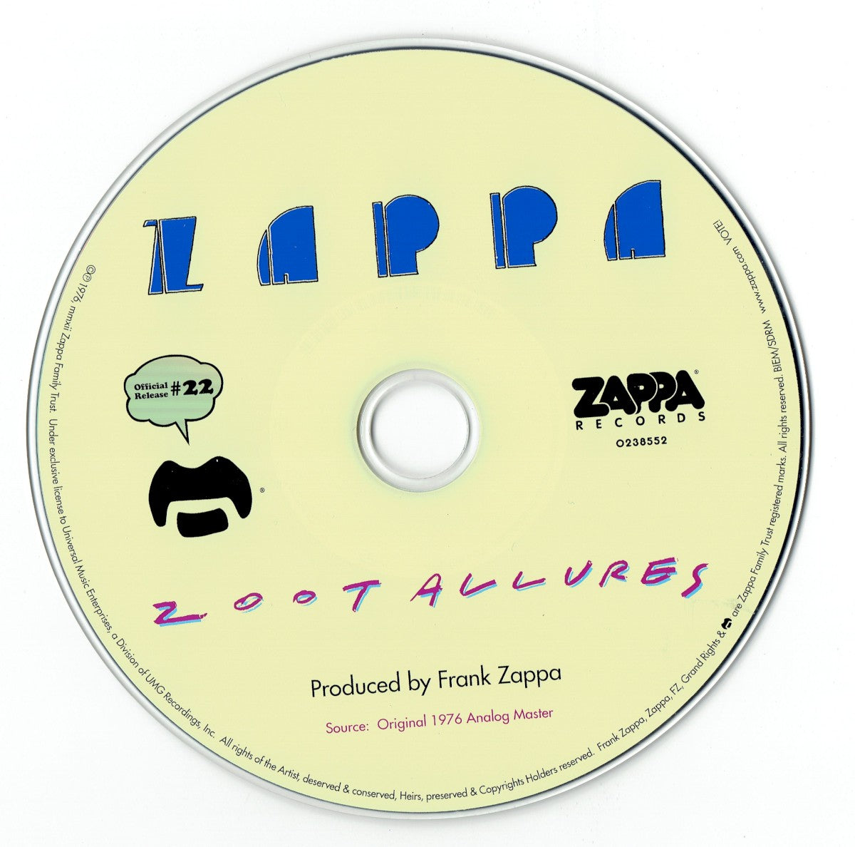 Label Disc: Frank Zappa – Zoot Allures CD | Relix