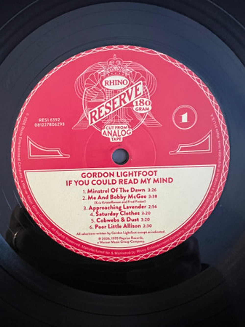 Label Disc: Gordon Lightfoot – If You Could Read My Mind (Syeor26, Rhino Reserve LP Vinyl) Vinyl LP | Relix