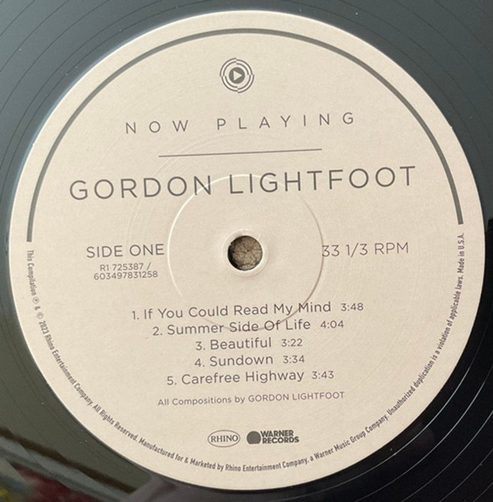 Label Disc: Gordon Lightfoot – Now Playing Vinyl LP | Relix