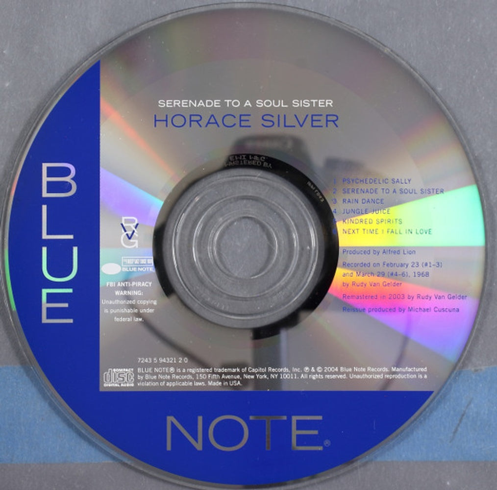 Label Disc: Horace Silver – Serenade To A Soul Sister (Remastered CD) CD | Relix
