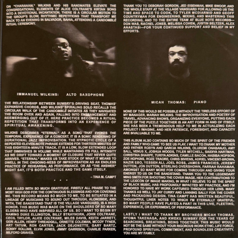 Label Disc: Immanuel Wilkins – Immanuel Wilkins Quartet: Live At The Village Vinyl LP | Relix