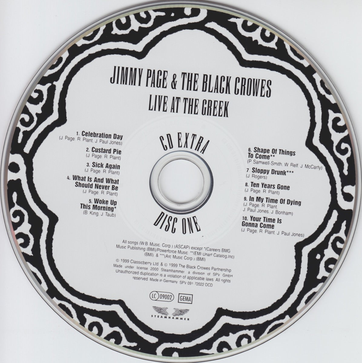 Label Disc: Jimmy Page & The Black Crowes – Live at the Greek Vinyl LP | Relix