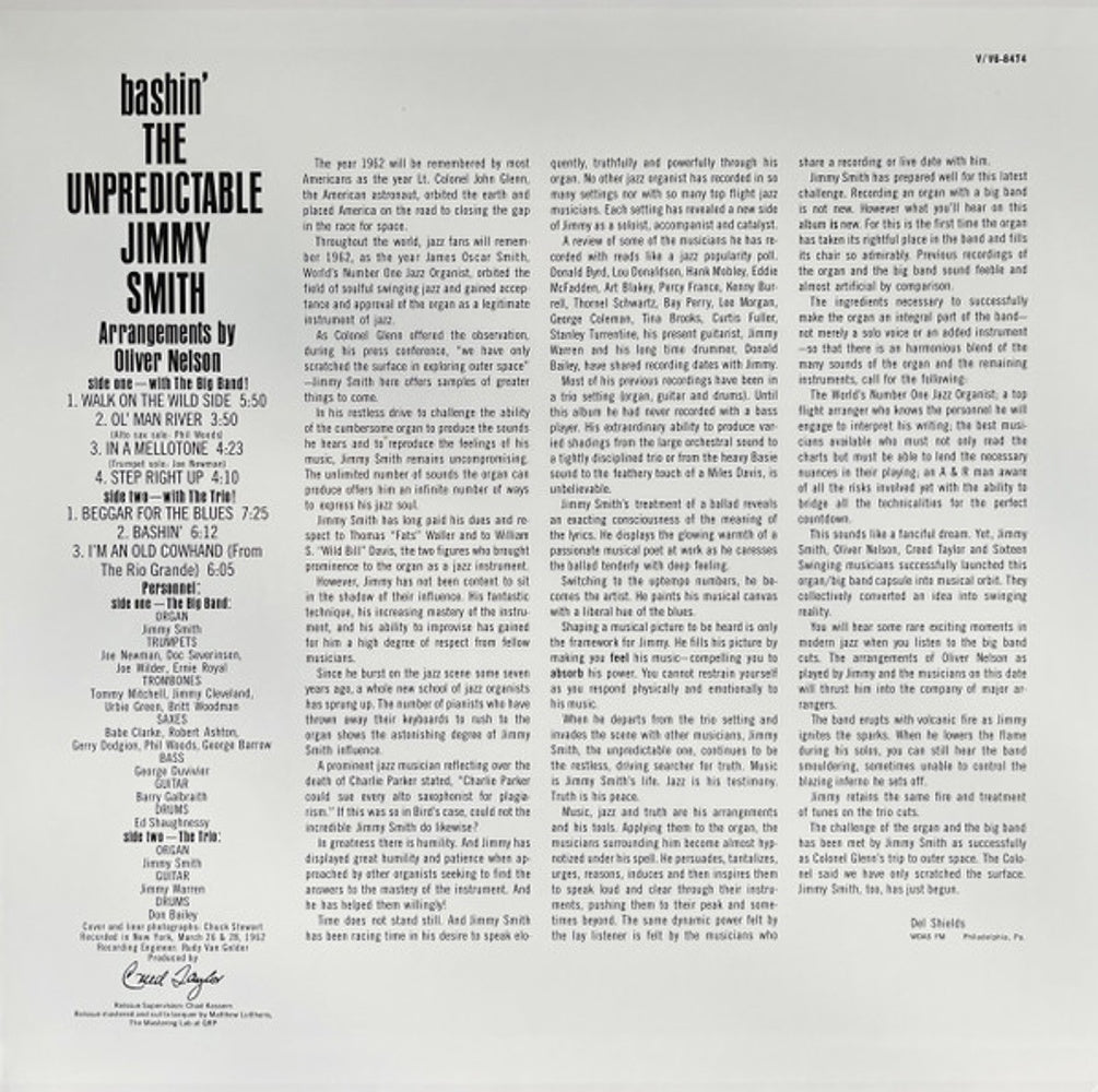 Label Disc: Jimmy Smith – Bashin: Unpredicable Jimmy Smith (Verve Acoustic LP Vinyl) Vinyl LP | Relix