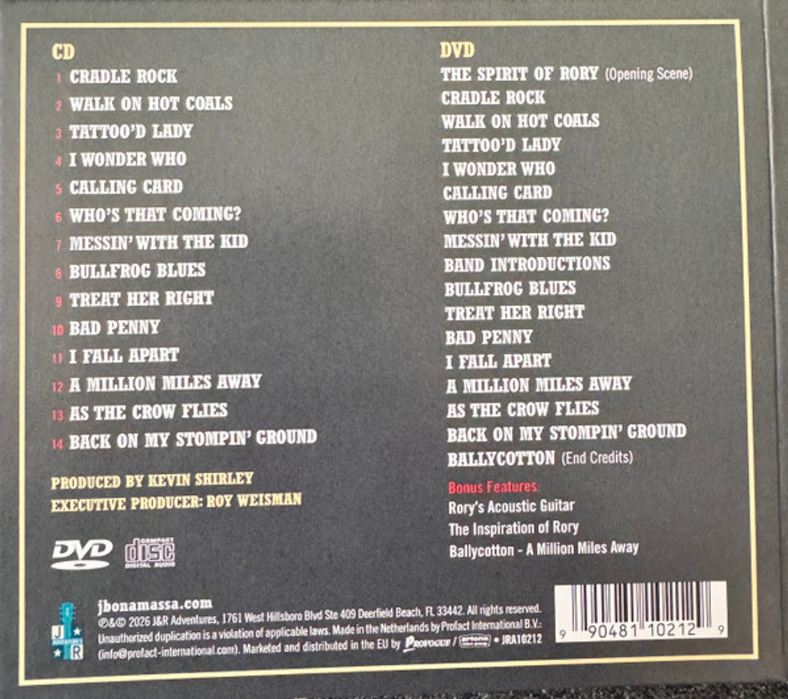 Label Disc: Joe Bonamassa – The Spirit Of Rory Live From Cork (Digipak CD) CD | Relix