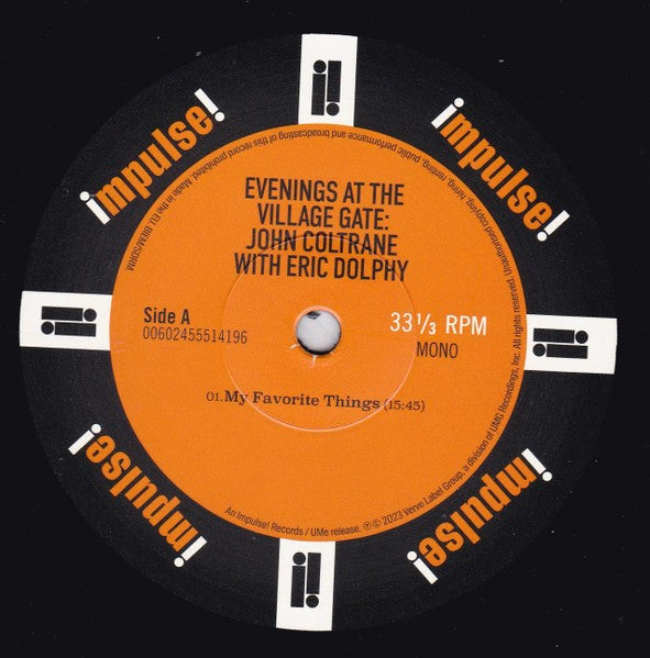 Label Disc: John Coltrane – Evenings At The Village Gate: John Coltrane With Eric Dolphy Vinyl LP | Relix