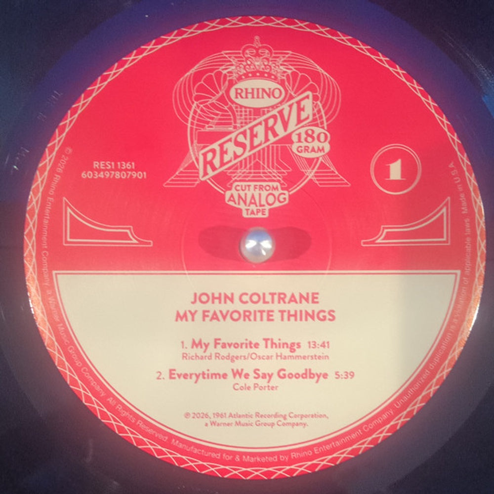 Label Disc: John Coltrane – My Favorite Things (Rhino Reserve LP Vinyl) Vinyl LP | Relix