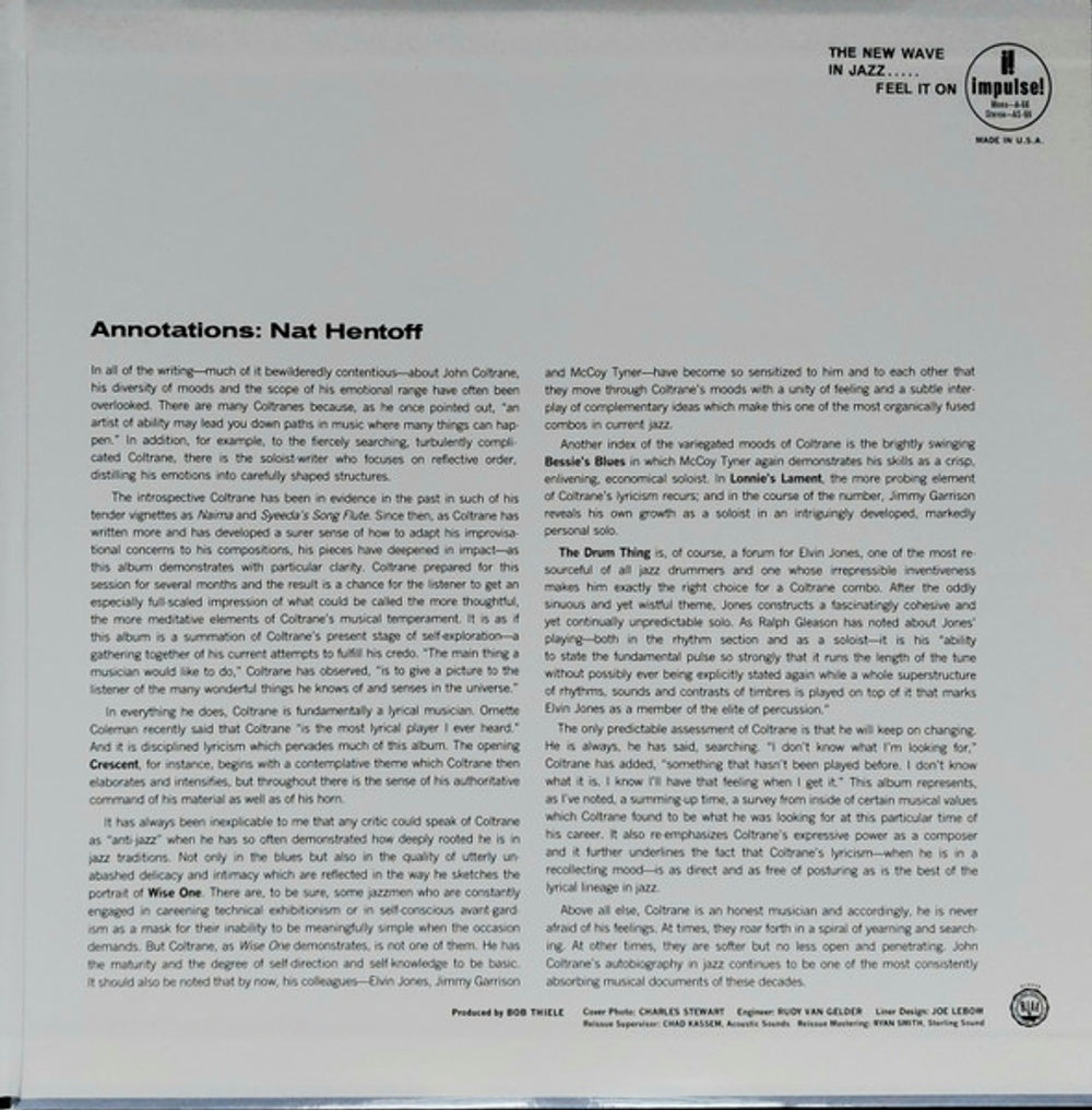 Label Disc: John Coltrane Quartet – Crescent (Verve Acoustic Sounds Series LP Vinyl) Vinyl LP | Relix