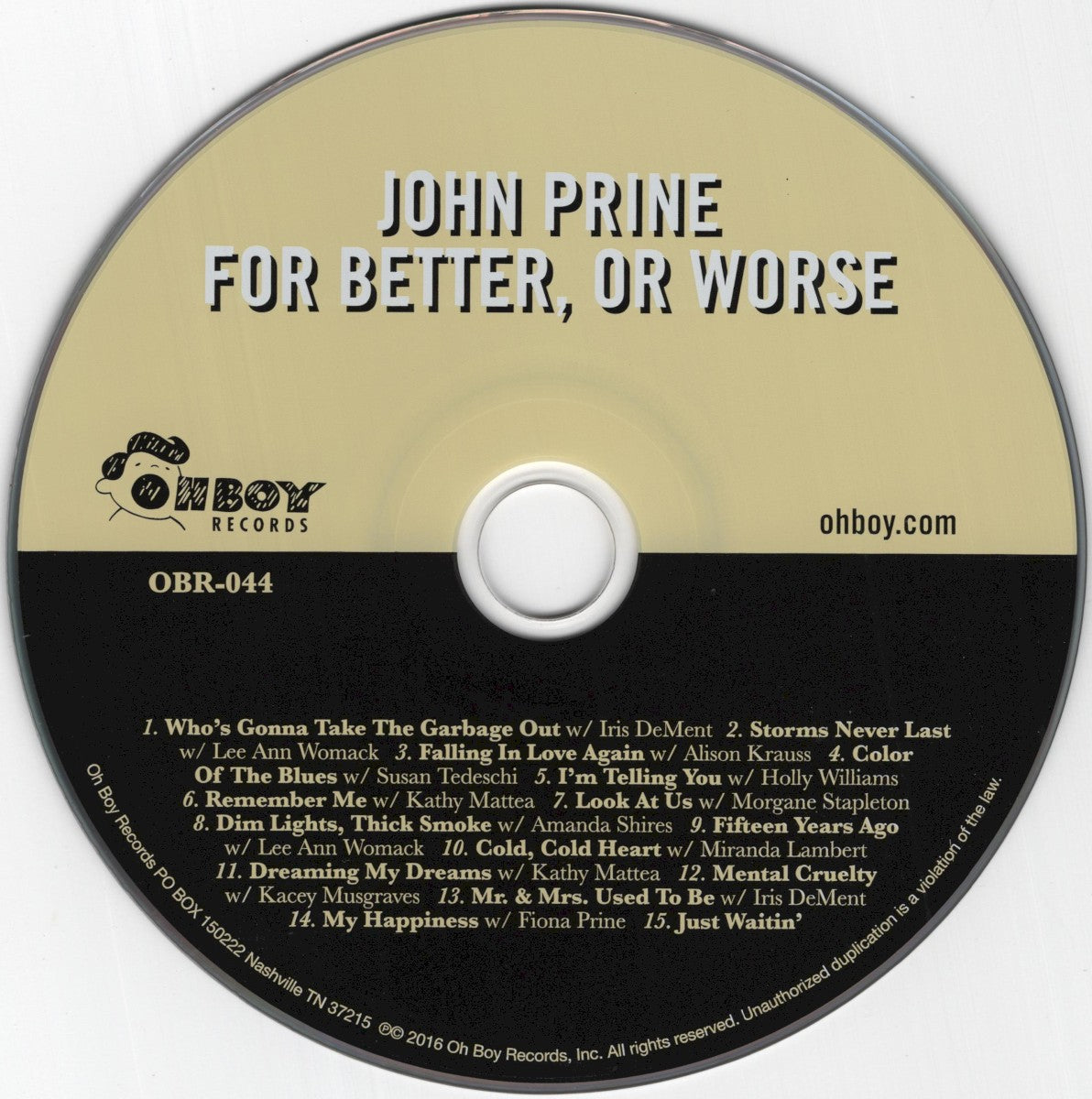 Label Disc: John Prine – For Better, Or Worse CD | Relix