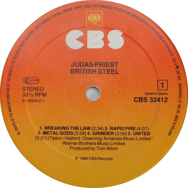 Label Disc: Judas Priest – British Steel Vinyl LP | Relix