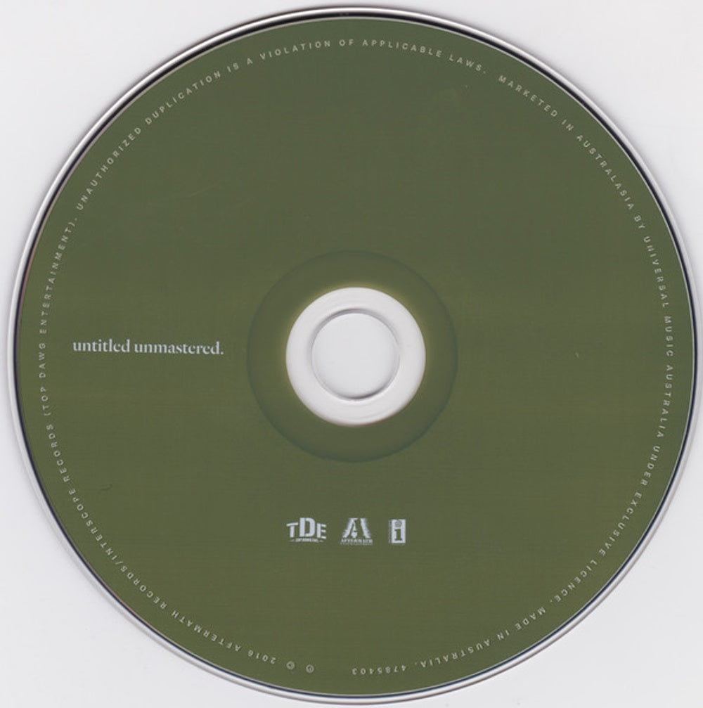 Label Disc: Kendrick Lamar – untitled unmastered. (CD) CD | Relix