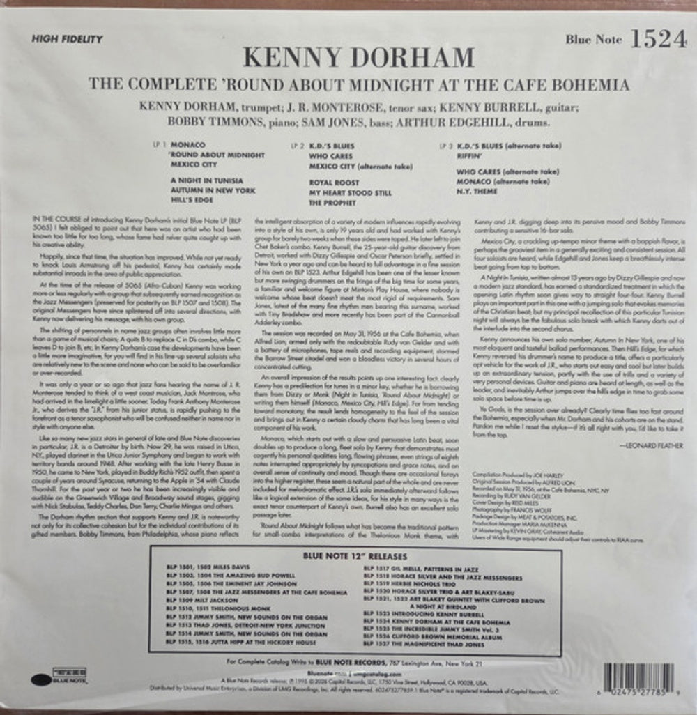 Label Disc: Kenny Dorham – Complete 'round About At The Cafe Bohemia (180 Gram LP Vinyl) Vinyl LP | Relix