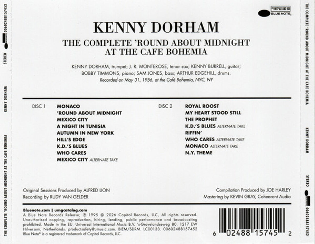 Label Disc: Kenny Dorham – Complete 'round About At The Cafe Bohemia CD | Relix