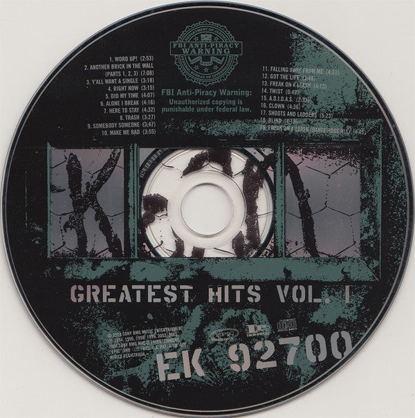 Label Disc: Korn – Greatest Hits, Vol. 1 (2-CD) CD | Relix