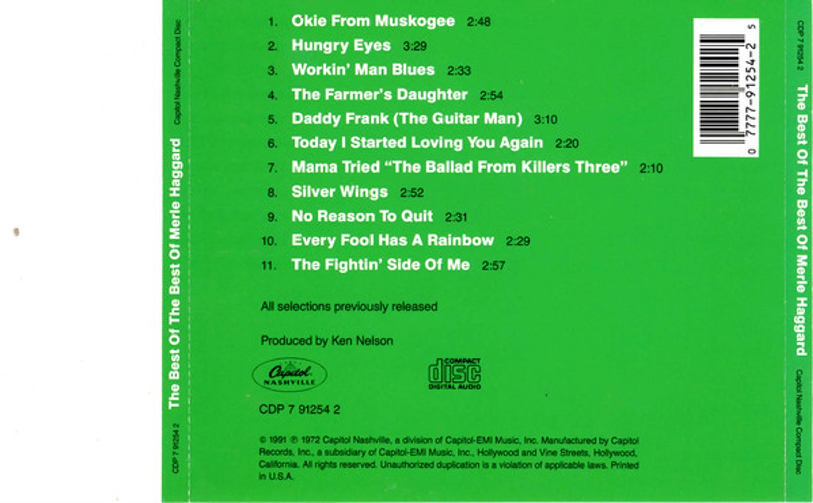 Label Disc: Merle Haggard & The Strangers – Best of the Best CD | Relix