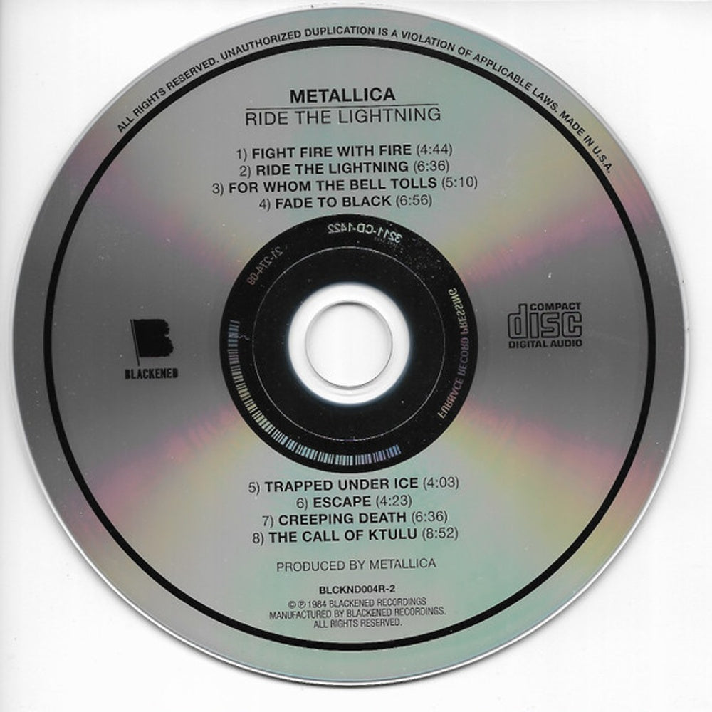 Label Disc: Metallica – Ride the Lightning CD | Relix