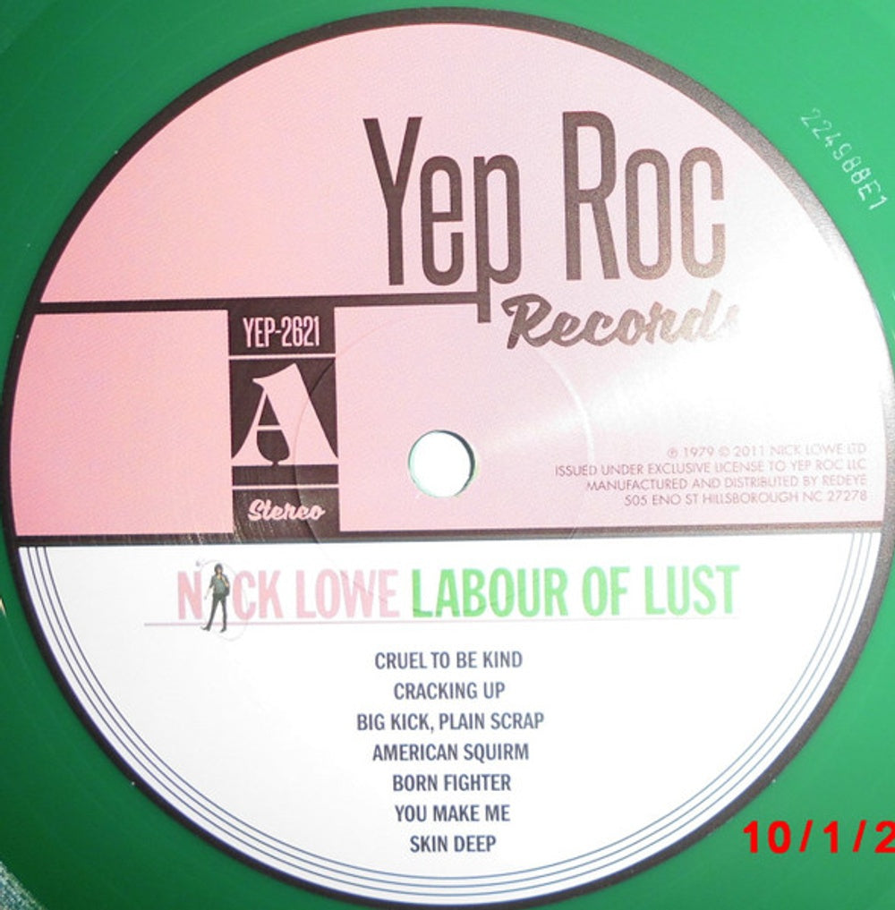 Label Disc: Nick Lowe – Labour Of Lust (Colored, Grn LP Vinyl) Vinyl LP | Relix