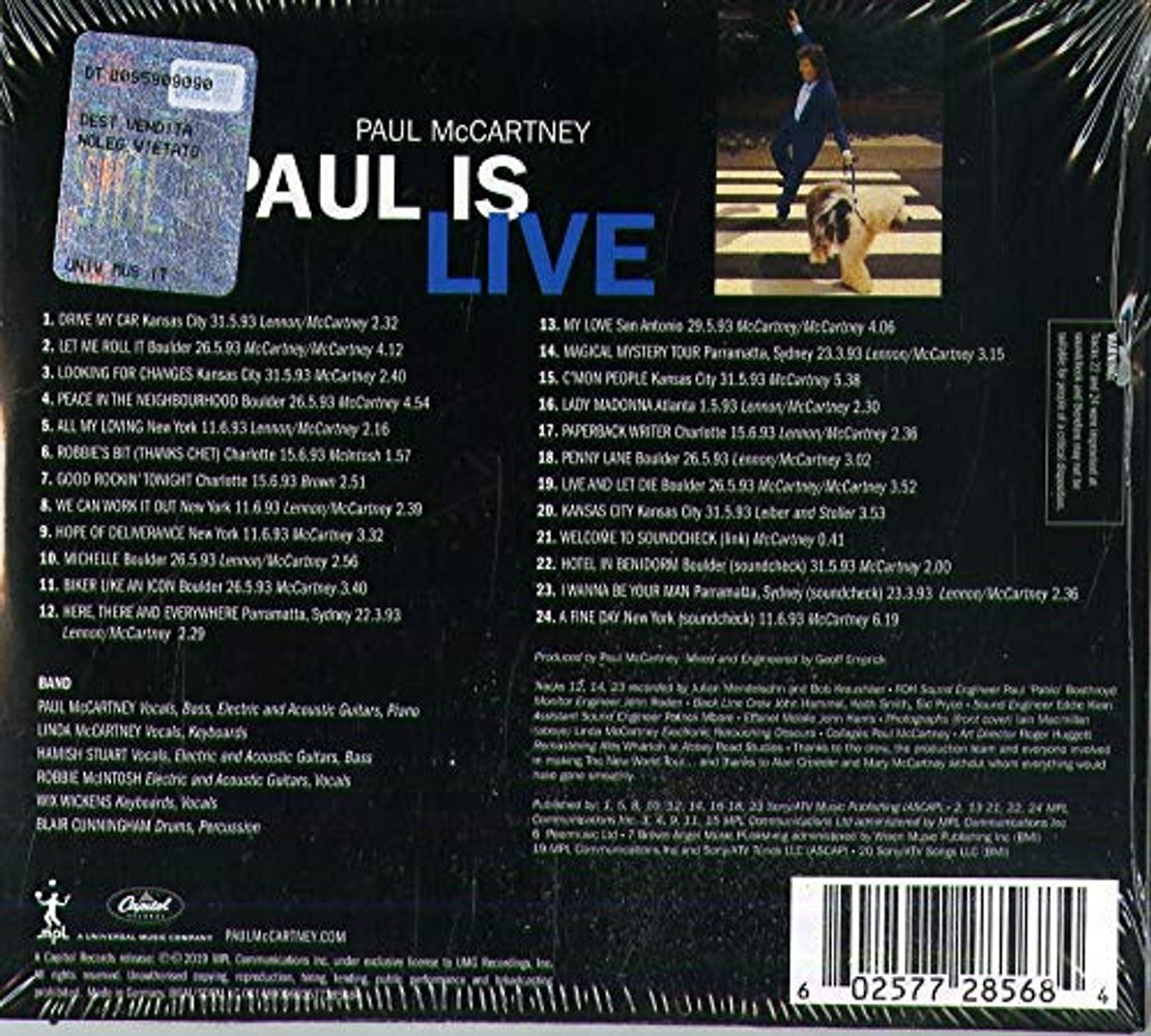 Label Disc: Paul McCartney – Paul Is Live CD | Relix