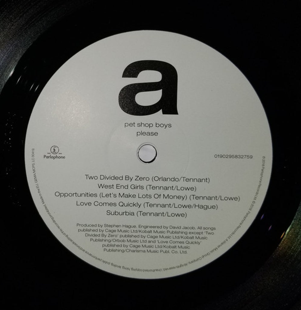 Label Disc: Pet Shop Boys – Please: 2018 Remastered Version Vinyl LP | Relix