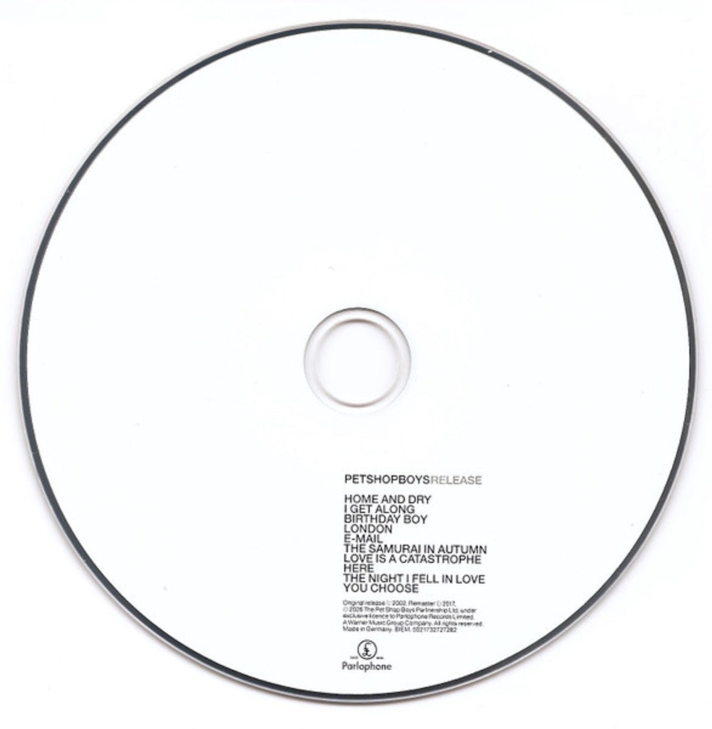 Label Disc: Pet Shop Boys – Release (2017 Remaster CD) CD | Relix