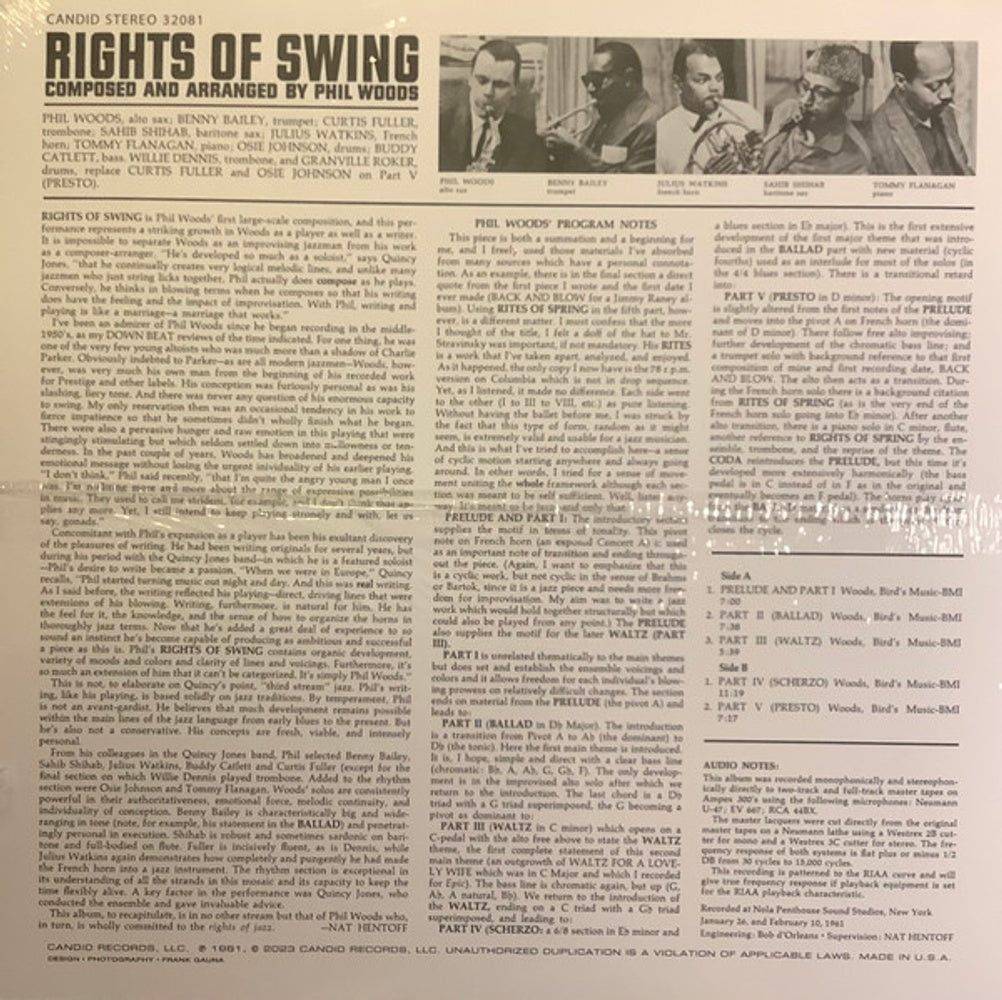 Label Disc: Phil Woods – Rights Of Swing (180 Gram, Remastered LP Vinyl) Vinyl LP | Relix
