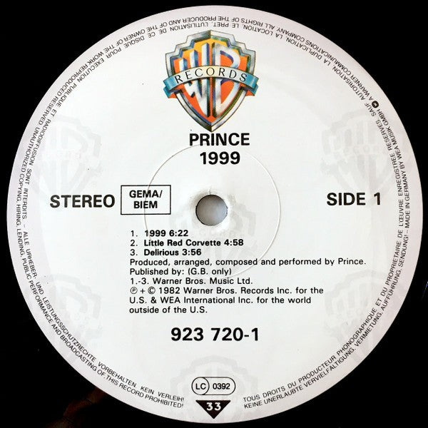 Label Disc: Prince – 1999 Vinyl LP | Relix