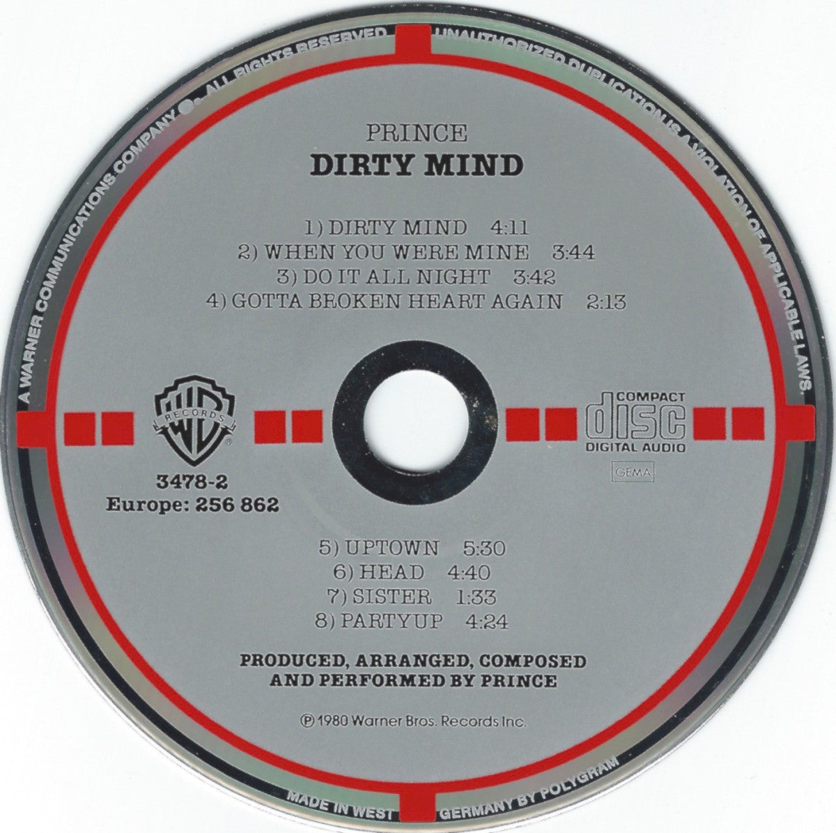 Label Disc: Prince – Dirty Mind CD | Relix