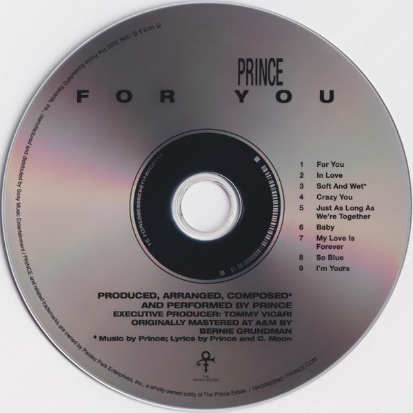 Label Disc: Prince – For You CD | Relix