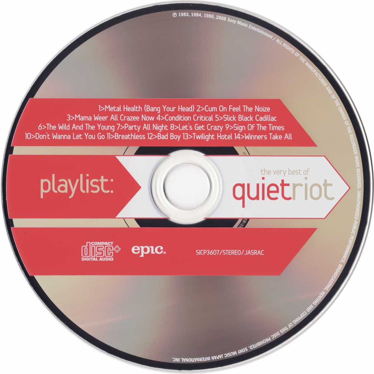 Label Disc: Quiet Riot – Playlist: The Very Best Of Quiet Riot CD | Relix