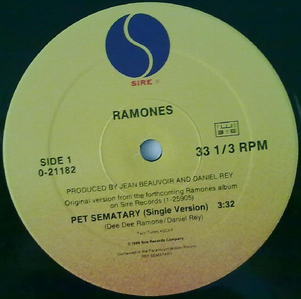 Label Disc: Ramones – Pet Sematary (Rktbr25, Colored, Red, Bme 12" Vinyl) Vinyl LP | Relix