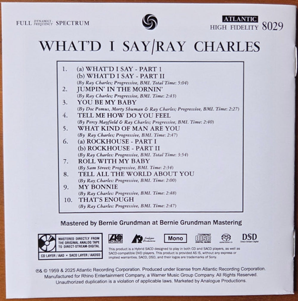 Label Disc: Ray Charles – What'd I Say CD | Relix