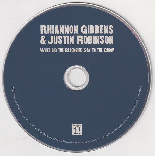 Label Disc: Rhiannon Giddens, Justin Robinson – What Did the Blackbird Say to the Crow CD | Relix