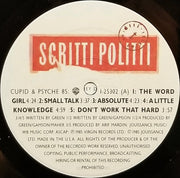 Label Disc: Scritti Politti – Cupid & Psyche 85 Vinyl LP | Relix