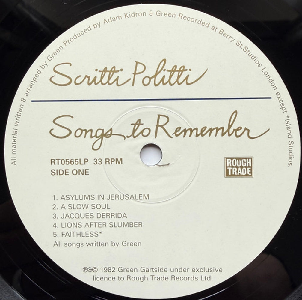 Label Disc: Scritti Politti – Songs To Remember Vinyl LP | Relix