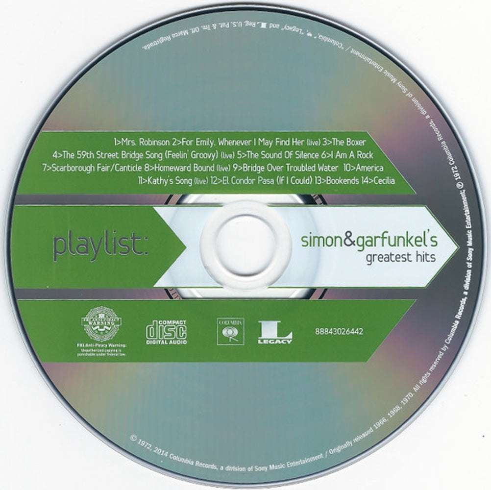 Label Disc: Simon & Garfunkel – Playlist: Very Best of CD | Relix