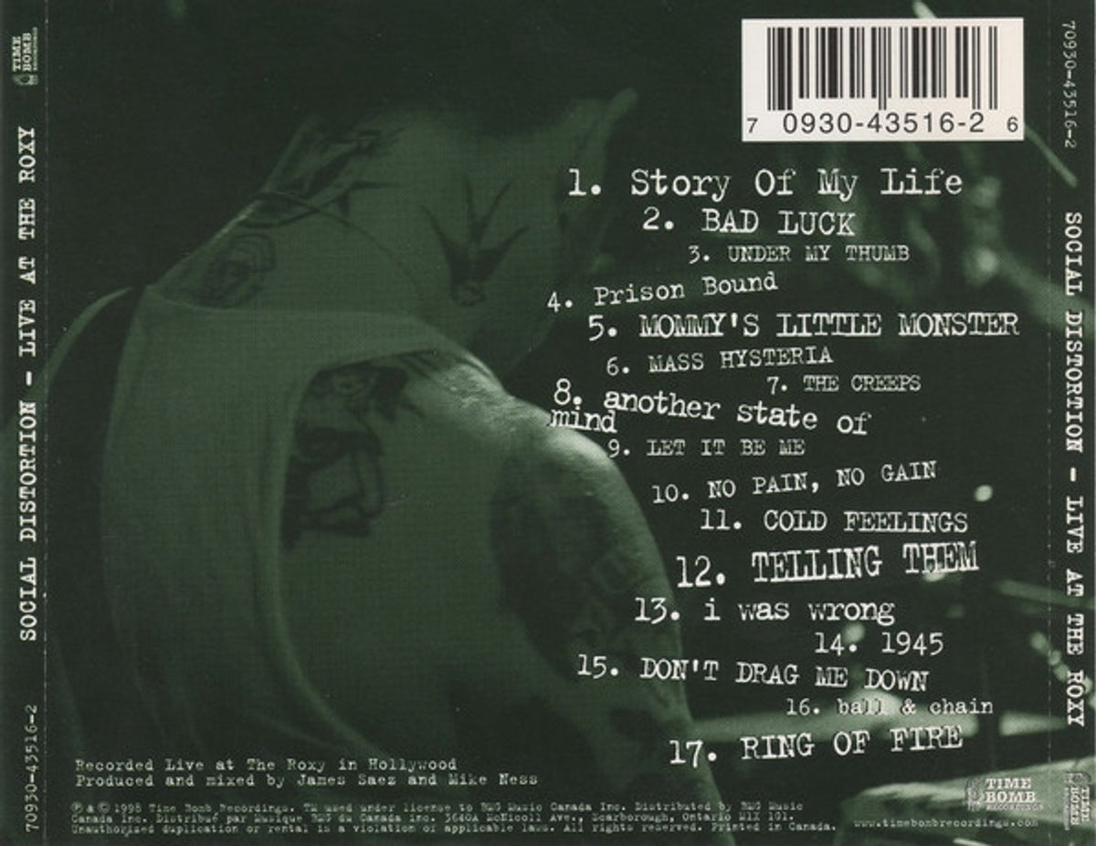 Label Disc: Social Distortion – Live at the Roxy (CD) CD | Relix