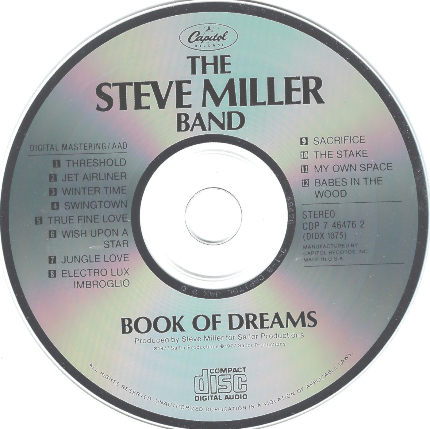 Label Disc: Steve Miller Band – Book of Dreams CD | Relix