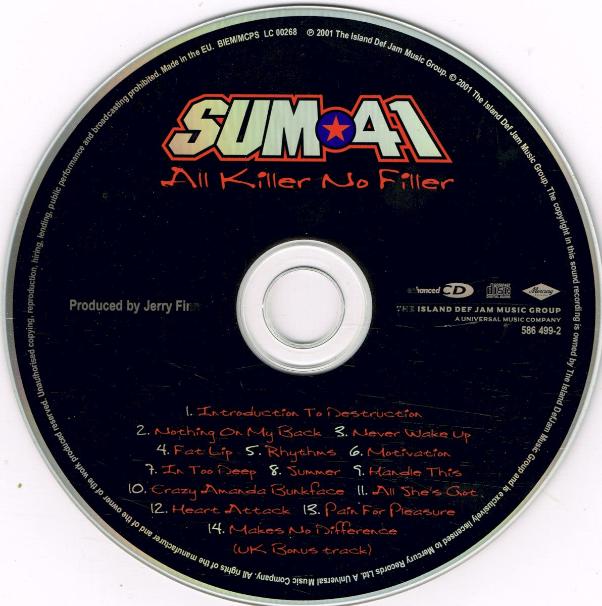 Label Disc: Sum 41 – All Killer No Filler (Import CD) CD | Relix