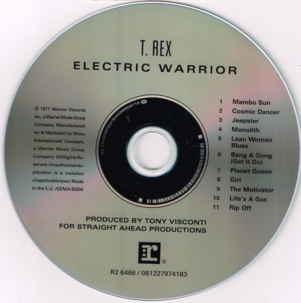 Label Disc: T. Rex – Electric Warrior CD | Relix