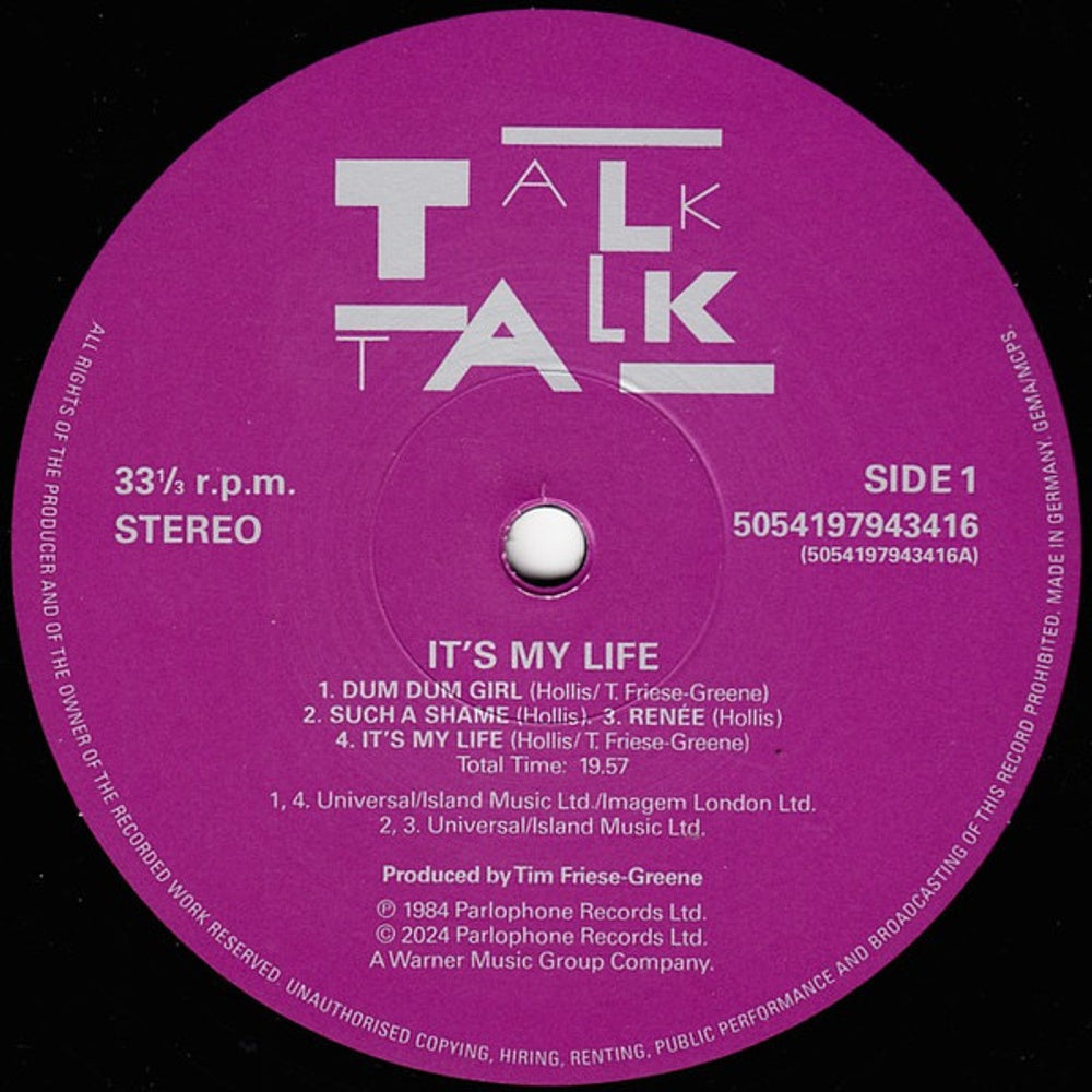 Label Disc: Talk Talk – It's My Life (40th Anniversary, Aniv, Hfsm LP Vinyl) Vinyl LP | Relix