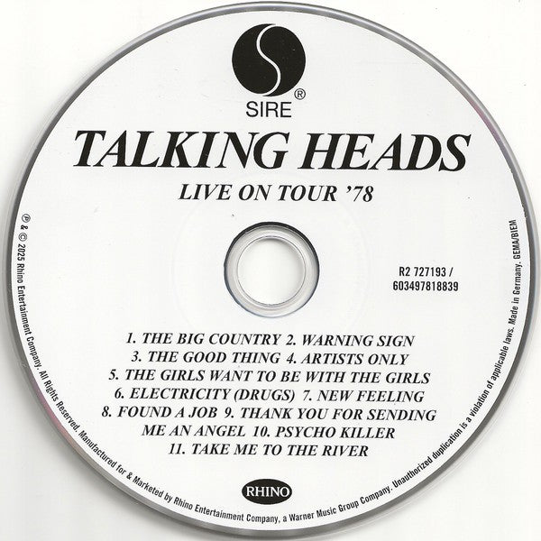 Label Disc: Talking Heads – Live On Tour '78 CD | Relix