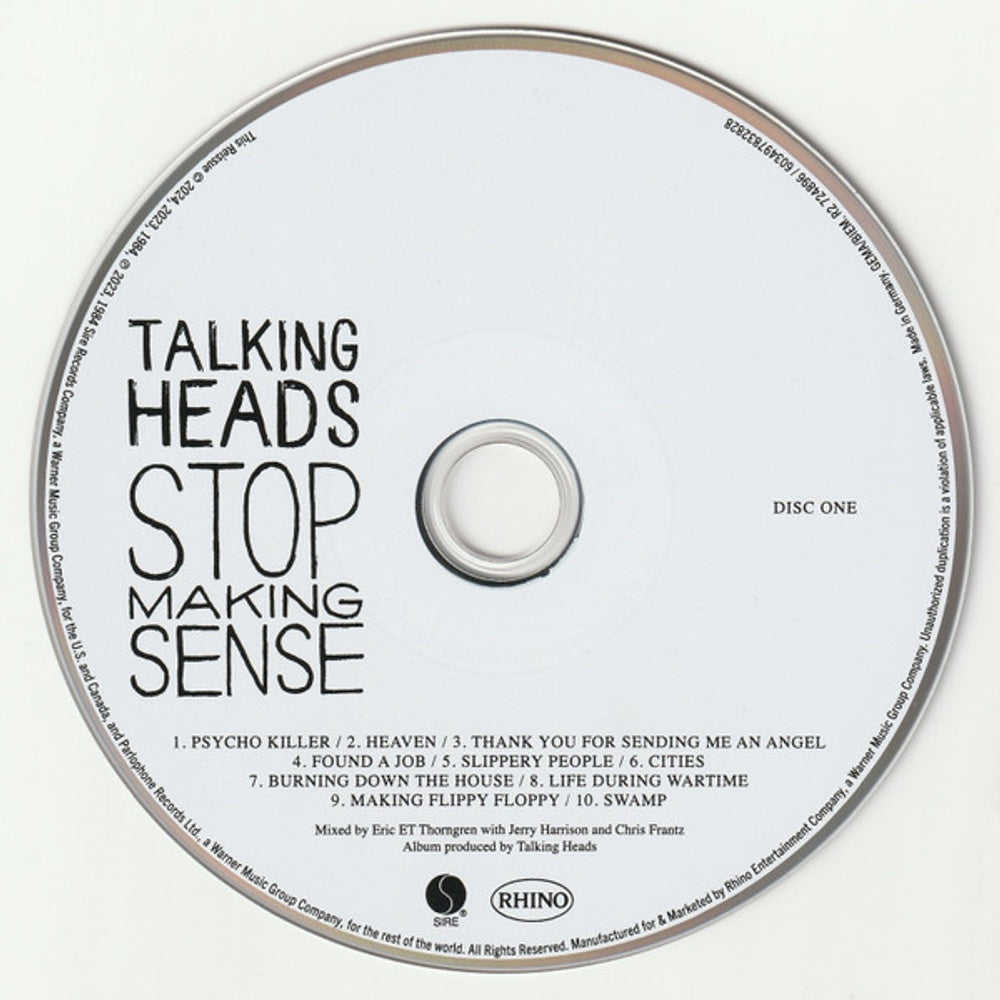 Label Disc: Talking Heads – Stop Making Sense (Deluxe Edition, 2 CD and Blu-Ray) CD | Relix